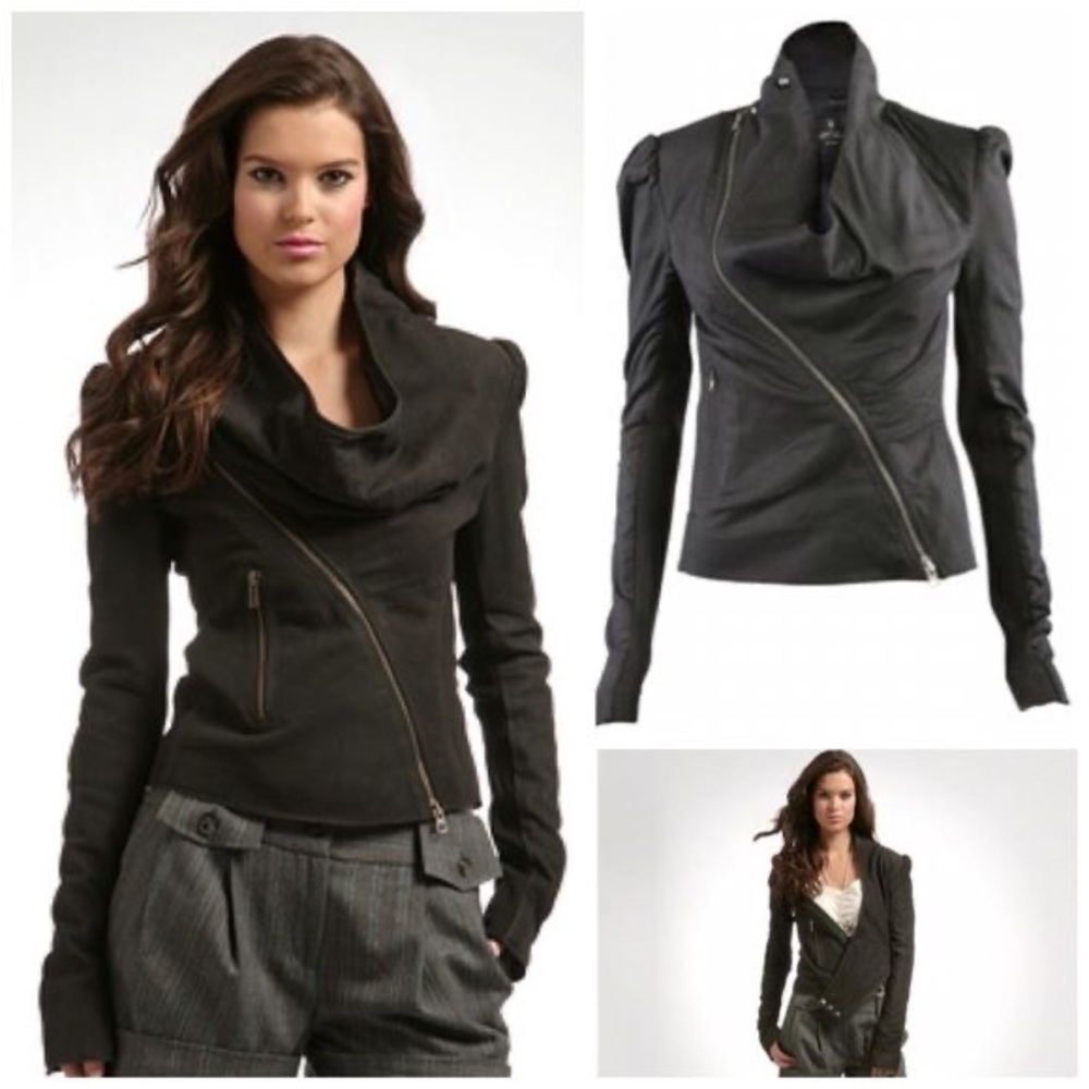 Very flattering All Saints leather jacket.